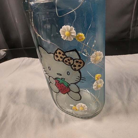 Hand-Painted Upcycled LED Bottle Light (Custom Order Example) - Picture 4 of 7